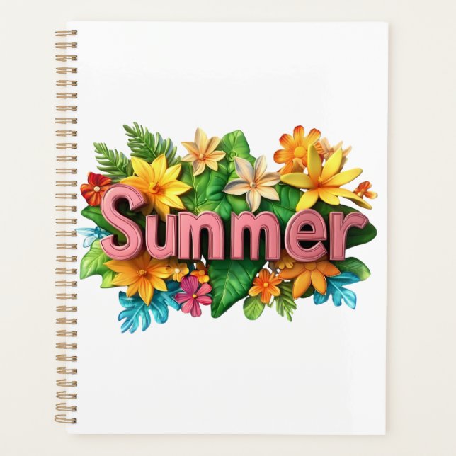 Sommertext - farbenfrohe Sommer-Blume - Illustrati Planer (Vorderseite)