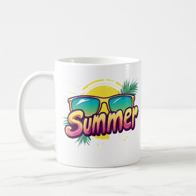 Sommertext - farbenfrohe Sommersonnenbrille Kaffeetasse (Links)