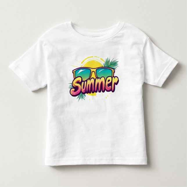 Sommertext - farbenfrohe Sommersonnenbrille Kleinkind T-shirt (Vorderseite)