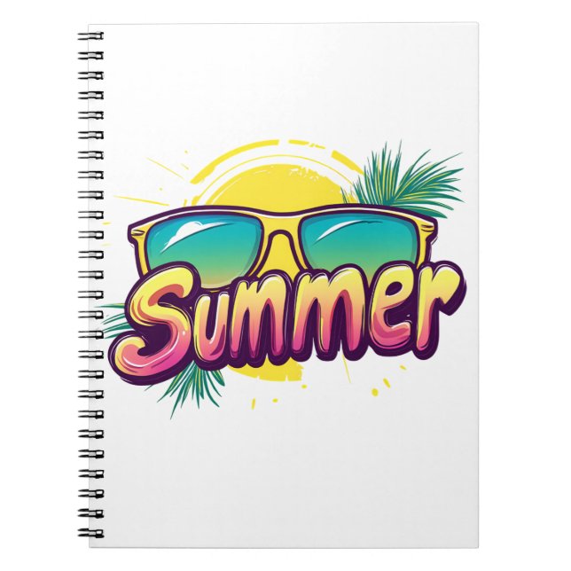 Sommertext - farbenfrohe Sommersonnenbrille Notizblock (Vorderseite)