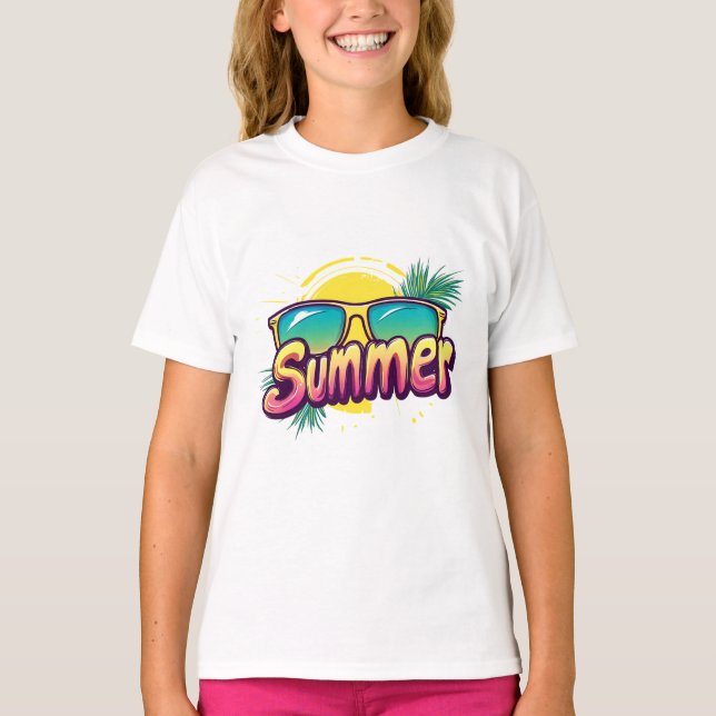 Sommertext - farbenfrohe Sommersonnenbrille T-Shirt (Vorderseite)