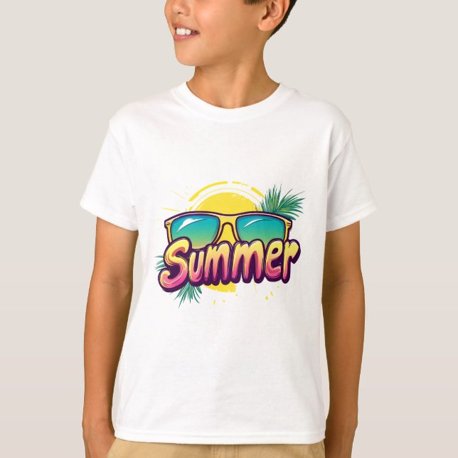 Sommertext - farbenfrohe Sommersonnenbrille T-Shirt (Vorderseite)