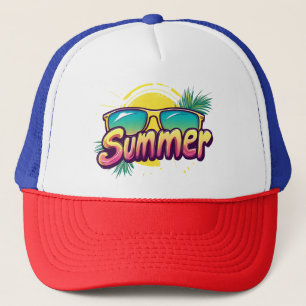 Sommertext - farbenfrohe Sommersonnenbrille Truckerkappe