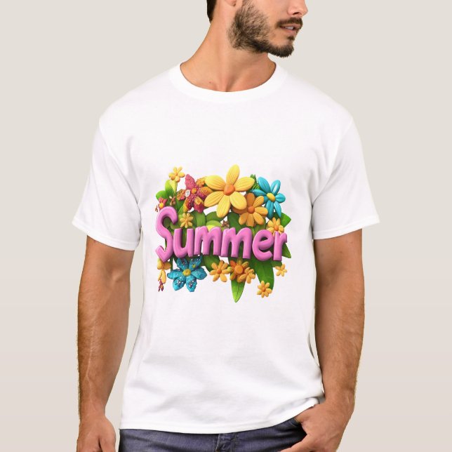 Sommertext mit Blume T-Shirt (Vorderseite)