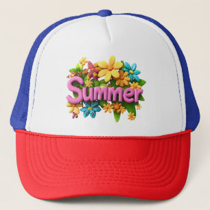 Sommertext mit Blume Truckerkappe