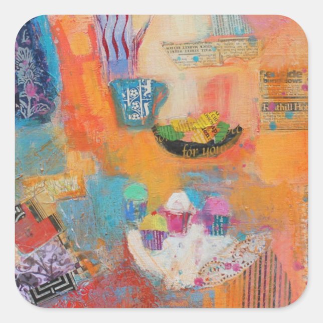 Sommertisch Quadratischer Aufkleber (Vorderseite)