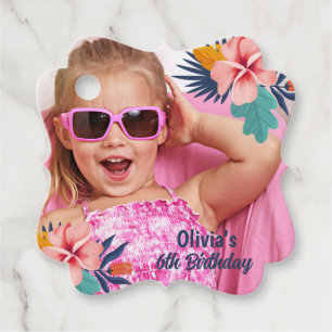 Sommertropisches Foto Girl pool Geburtstagsfeier Geschenkanhänger