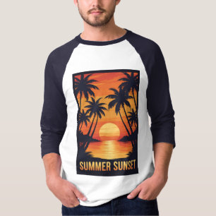 "Sommeruntergang – Tropische Palmenstrand-Grafik  T-Shirt