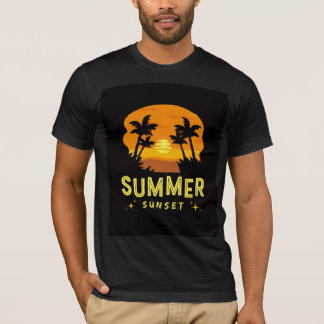 Sommeruntergangs-Schwarz-T-Shirt | Ästhetische Str T-Shirt