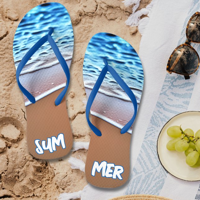 Sommerurlaub am Strand Flip Flops (Blue Summer Beach Vacation Flip Flops)