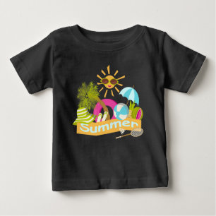 Sommerurlaub am Strand lächelnd Sonne in Sonnenbri Baby T-shirt