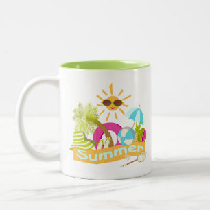 Sommerurlaub am Strand lächelnd Sonne in Sonnenbri Zweifarbige Tasse