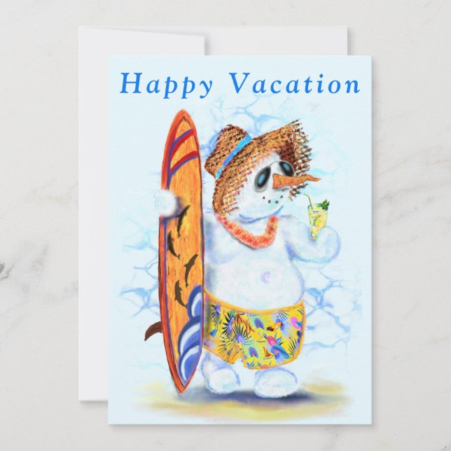 Sommerurlaub Card Snowman Surfer - Spaß (Vorderseite)