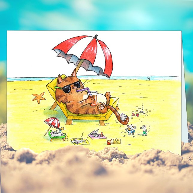 Sommerurlaub Cat Gruß Karte (Von Creator hochgeladen)