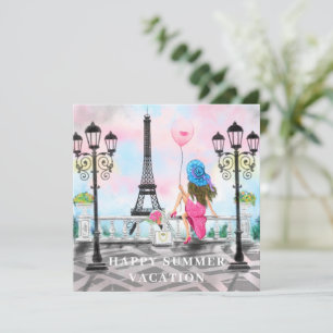 Sommerurlaub der Frau in Paris Card Eiffelturm Mitteilungskarte