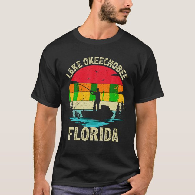 Sommerurlaub Fischen Vintag Florida Okeechobee T-Shirt (Vorderseite)