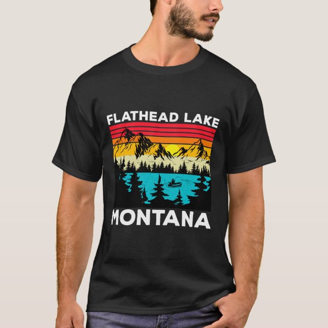 Sommerurlaub Fischen Vintag Retro Flathead Lak T-Shirt (Vorderseite)