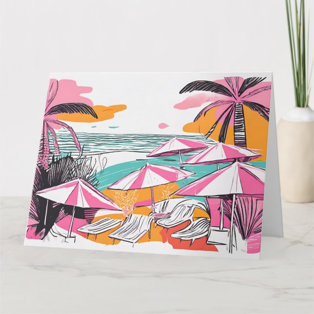 Sommerurlaub Große geklappte Grußkarte Karte (Vorderseite)