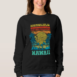 Sommerurlaub Honolulu Aloha Palmen Bäume Sonnenunt Sweatshirt
