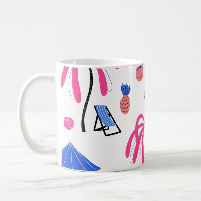Sommerurlaub: Palmen Bäume Ananas Muster Kaffeetasse (Links)