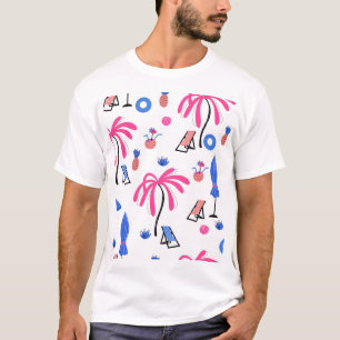 Sommerurlaub: Palmen Bäume Ananas Muster T-Shirt