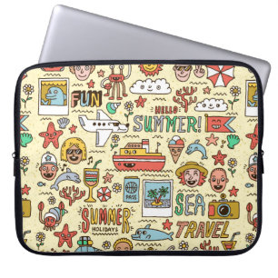 Sommerurlaub Reisen Funny Doodle vinta Laptopschutzhülle