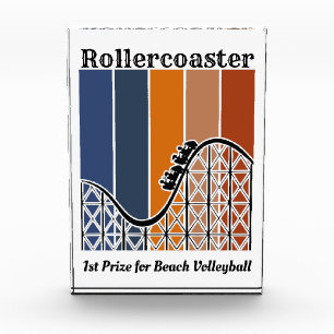 Sommerurlaub Reiten auf dem Rollercoaster Retro Fotoblock