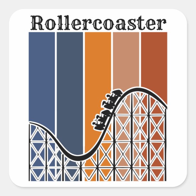 Sommerurlaub Reiten auf dem Rollercoaster Retro Quadratischer Aufkleber (Vorderseite)
