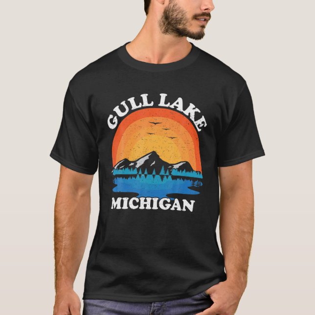 Sommerurlaub Retro Sunset Michigan Gull Lake T-Shirt (Vorderseite)