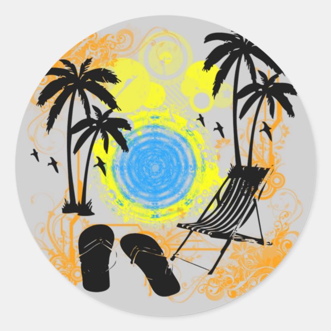 Sommerurlaub Runder Aufkleber (Vorderseite)
