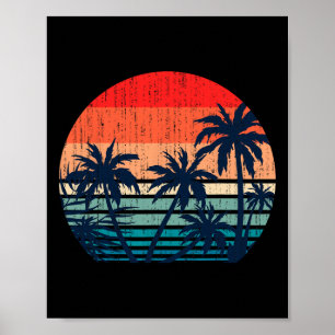 Sommerurlaub Strand Palmen Retro Tropisch Su Poster