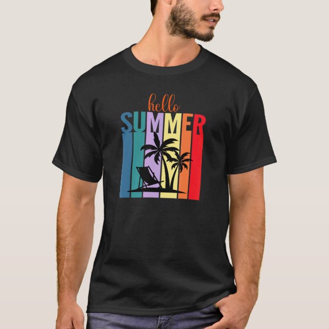 Sommerurlaub Strand Stuhl Palmen Bäume Breeze Sonn T-Shirt (Vorderseite)