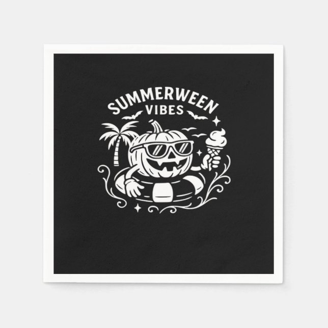 Sommerurlaub Summerween Vibes Pumpkin Pool Floa Serviette (Vorderseite)