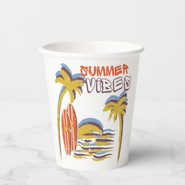 Sommerurlaub Vintag Pappbecher (Vorderseite)