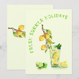 Sommerurlaubskarte Frische Zitronensaft trinken