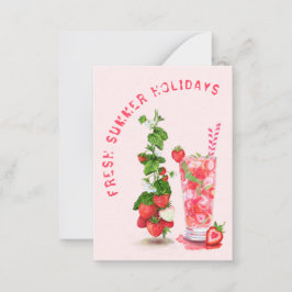 Sommerurlaubskarte mit frischem Erdbeergetränk Mitteilungskarte