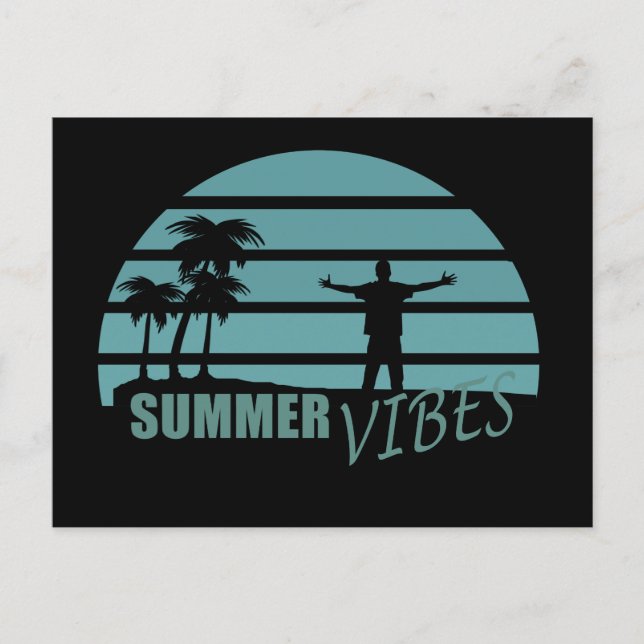 Sommervibes Familienurlaub Postkarte (Vorderseite)