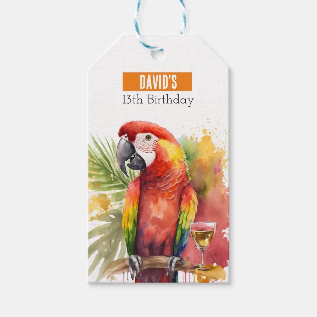 Sommervibes Parrot - Geburtstagsparty - Geschenkanhänger (Vorderseite)
