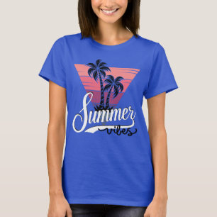 Sommervibes Retro Sonnenuntergang und Palmen Bäume T-Shirt