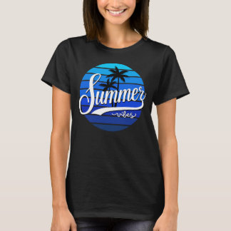 Sommervibes Retro Sonnenuntergang und Palmen Bäume T-Shirt