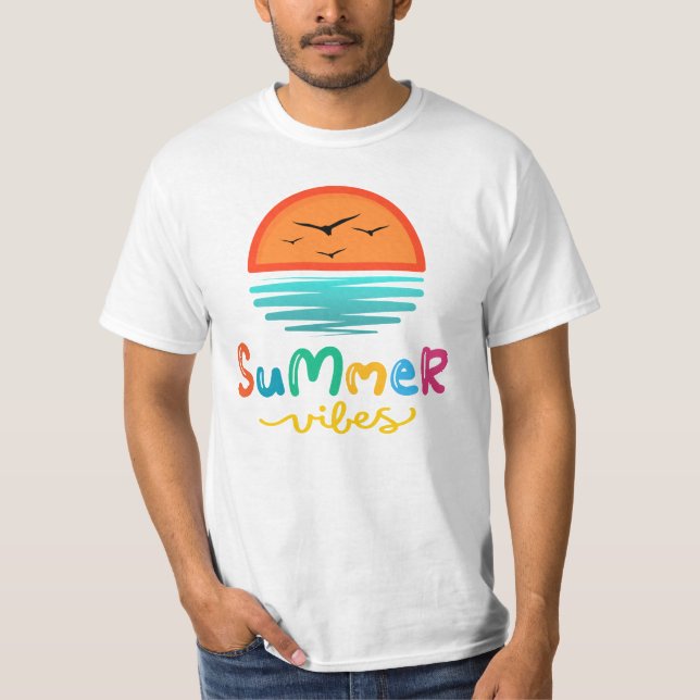 Sommervibes Sonnenuntergang und Meer Weiß der Männ T-Shirt (Vorderseite)