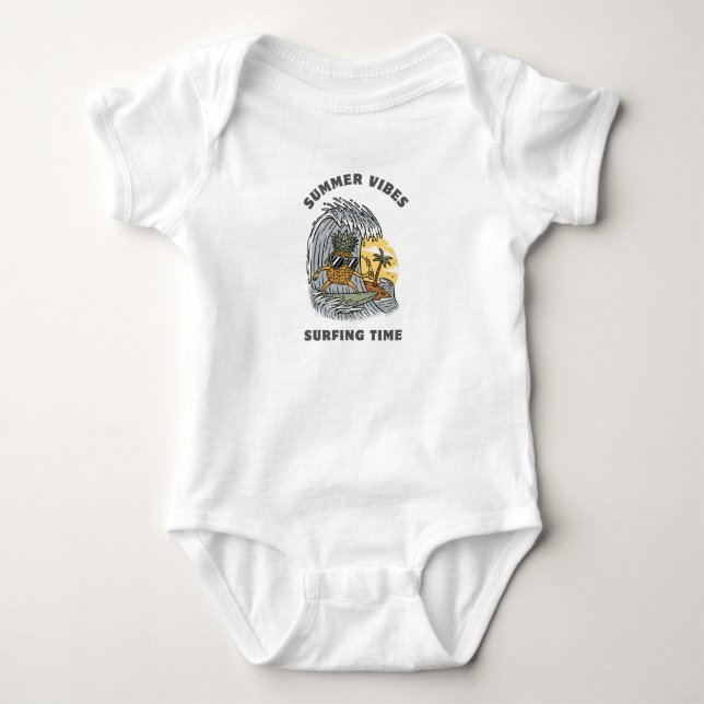 Sommervibes Surfzeit Baby Strampler (Vorderseite)