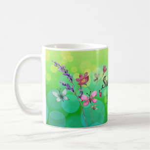 Sommervibes und Schmetterlinge persönlicher Text g Kaffeetasse