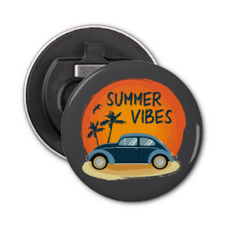 Sommervilla mit Retroauto am Strand Flaschenöffner