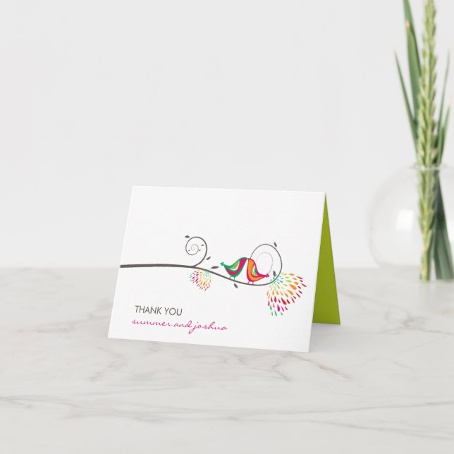 Sommervögel beim Hochzeitsküssen Danke, Fotokarte Dankeskarte (Vorderseite)