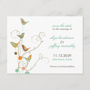 Sommervögel und Wirbel Save the Date Postkarte