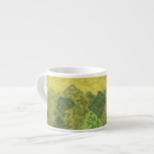 Sommerwald, Wollmalerei, Bäume grün & gelb Espressotasse