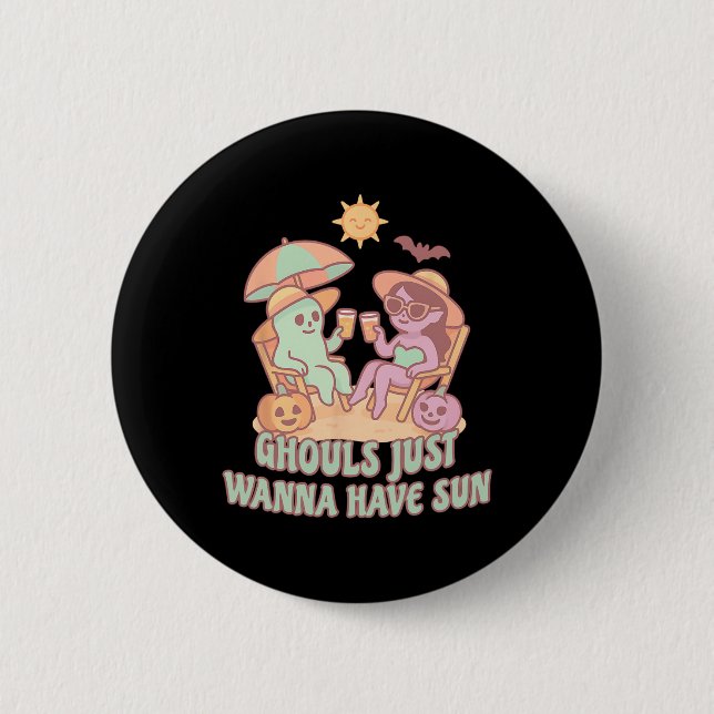 Sommerween-Geister-Grufties wollen nur Sommer-Sonn Button (Vorderseite)