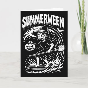 Sommerween Halloween Sommer Surfen Strand Hexe Karte
