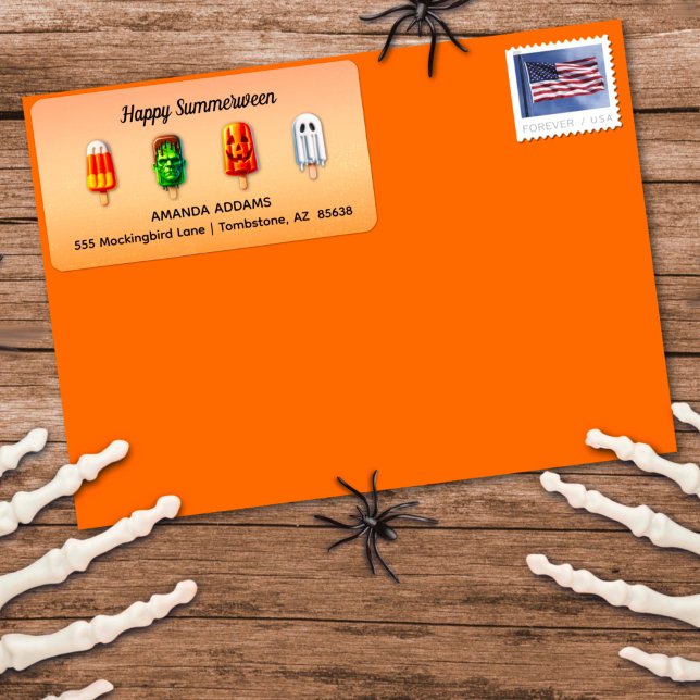 Sommerween Halloween Sommerparty Adressaufkleber (Von Creator hochgeladen)